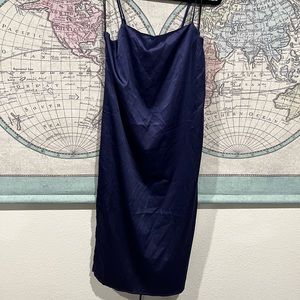 Lulu’s Satin Navy Blue MIDI Dress